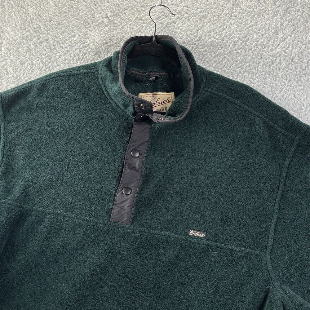 Woolrich Men's Green Long Sleeve Pullover Snap Button Up Fleece Sweater Size XL